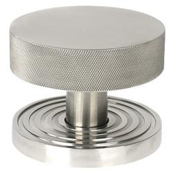 From The Anvil Brompton Satin Stainless Round Knurled Centre Door Knob on Beehive Rose - 90mm Rose Diameter