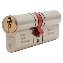 ERA 3 Star 6 Pin 100mm Euro Double Cylinder - 45mm + 55mm - Satin Nickel/ Brass - Keyed to Differ