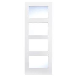 LPD Shaker 4 Light Clear Glazed Primed Solid Internal Door - 1981 x 838 x 35mm - White