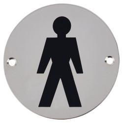 Altro Mens Toilet Door Sign - 75mm Diameter - Polished Stainless Steel