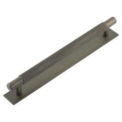 Hoxton by Frelan Taplow 18mm Knurled T-Bar Cabinet Pull Handle on Plain Backplate - 224mm c/c - Dark Bronze