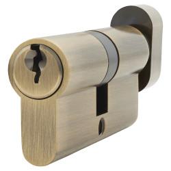 Touchpoint 5 Pin 70mm Euro Thumbturn Cylinder - 35mm Turn + 35mm - Antique Brass - Keyed To Differ