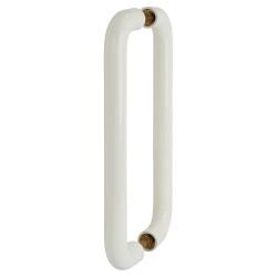 Hoppe AR602/600 Diamond White Nylon D-Bar Door Pull Handles - Back to Back - 600mm c/c