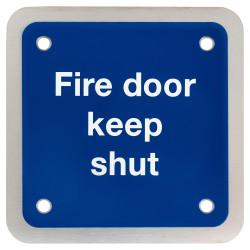 Altro Fire Door Keep Shut Door Sign - Square - 90 x 90mm - Satin Stainless Steel