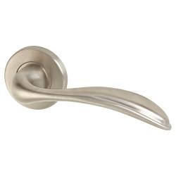Altro Satin Stainless Steel Door Handles on Round Rose - Swept 3 Range