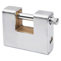 Watchman by Squire Armoured Shutter Lock - 90mm Body - 18 x 36mm Shackle - Keyed to Differ - Silver