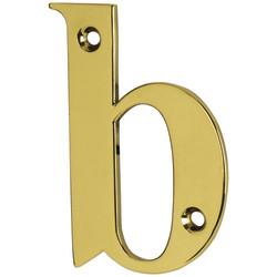 79mm Screw Fix Door Letter - b - Polished Brass Effect
