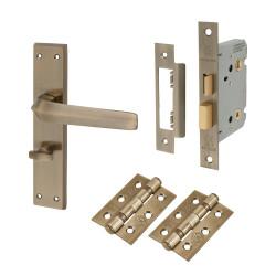 Altro Antique Brass Bathroom Lock Door Handles Pack - Norley Range