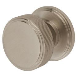 Hampstead Satin Nickel Lines Mortice Door Knob - 62mm Rose Diameter - Riley Range