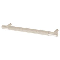 Alexander & Wilks Brunel 13mm Knurled T-Bar Cabinet Pull Handle - 160mm Centres - Polished Nickel