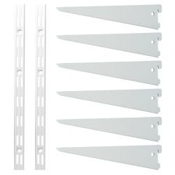 Altro Twin Slot Shelving Kit - 2 x 500mm Shelf Wall Uprights & 6 x 270mm Shelf Brackets - White