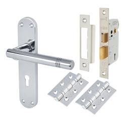 Touchpoint Polished Chrome 3 Lever Sashlock Door Handles Pack - Bologna Range