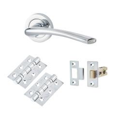 Touchpoint Polished Chrome Latch Door Handles on Rose Pack - Rimini Range