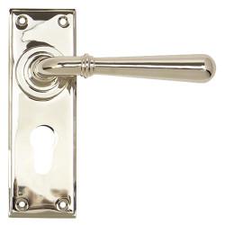 From The Anvil Polished Nickel Euro Lock Door Handles - Newbury Range - 152 x 50mm