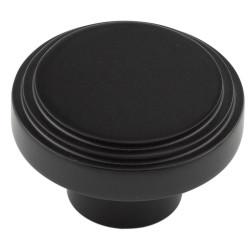 Hoxton by Frelan Cropley Stepped Round Cabinet Knob - 40mm Diameter - Black