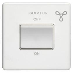 Eurolite Concealed 10A 1 Gang Screwless Flat Plate Triple Pole Fan Isolator Switch - Matt White