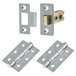 Altro Tubular Latch Pack - 76mm Case - 57mm Backset - 2 x Fire Rated Ball Bearing Hinges - Satin Chrome