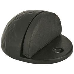Olde Forge Half Moon Oval Floor Door Stop - 44 x 26mm - Antique Black Iron