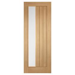 LPD Mexicano 1 Light Offset Clear Glazed Pre-Finished Solid Internal Door - 1981 x 686 x 35mm - Oak