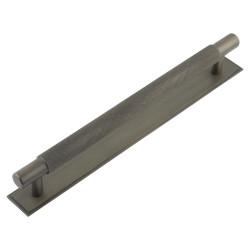 Hoxton by Frelan Taplow 18mm Knurled T-Bar Cabinet Pull Handle on Stepped Backplate - 224mm c/c - Dark Bronze