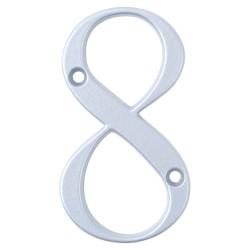 76mm Screw Fix Door Numeral - 8 - Premium Satin Silver