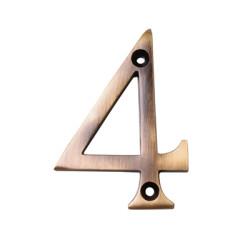 Heritage Brass by M Marcus 76mm Screw Fix Door Numeral - 4 - Antique Brass