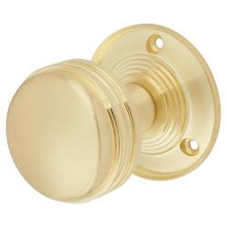 Touchpoint Satin Brass Ringed Mortice Door Knob - 63mm Rose Diameter