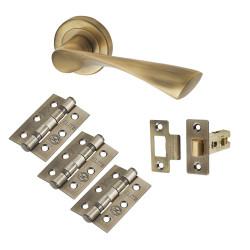 Altro Antique Brass Latch Door Handles on Rose Pack - Knightsbridge Range