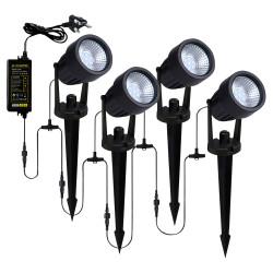 Forum Zink Lapin 3W LED Ground Spike Garden Light Kit - IP65 - 4000K Cool White - Black - Pack of 4