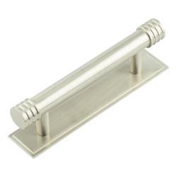 Hoxton by Frelan Sturt 15mm Reeded T-Bar Cabinet Pull Handle on Stepped Backplate - 96mm c/c - Satin Nickel
