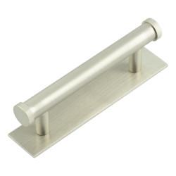 Hoxton by Frelan Thaxted 15mm Lines T-Bar Cabinet Pull Handle on Plain Backplate - 96mm c/c - Satin Nickel