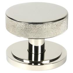 From The Anvil Brompton Polished Chrome Round Knurled Centre Door Knob on Art Deco Rose - 90mm Rose Diameter