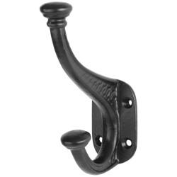Olde Forge Single Hat & Coat Hook - 150 x 95mm - Antique Black Iron