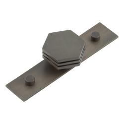 Hoxton by Frelan Nile Hex Cabinet Knob on Plain Backplate - 40mm Diameter - Dark Bronze
