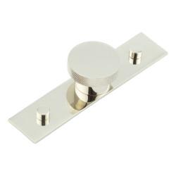 Hoxton by Frelan Wenlock Knurled Round Cabinet Knob on Plain Backplate - 40mm Diameter - Polished Nickel