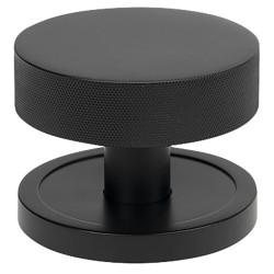 From The Anvil Brompton Matt Black Round Knurled Centre Door Knob - 90mm Rose Diameter