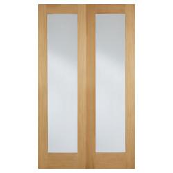 LPD Pattern 20 Clear Glazed Unfinished Internal French Doors - 1981 x 1372 x 40mm - Oak