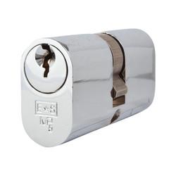 Eurospec 5 Pin 60mm Oval Double Cylinder - 30 + 30mm - Polished Chrome - Keyed Alike