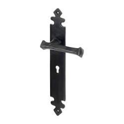 Olde Forge Antique Black Gothic Keyhole Lock Door Handles - Long Plate - 285 x 45mm