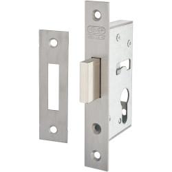 Nemef 9600 Narrow Style Euro Deadlock - 55mm Case - 40mm Backset - Satin Stainless Steel