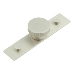Hoxton by Frelan Thaxted Lines Round Cabinet Knob on Plain Backplate - 40mm Diameter - Satin Nickel