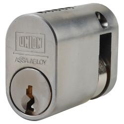 UNION J2X1 Pattern 5 Pin 40mm Oval Single Cylinder - 32 + 8mm - Satin Chrome - Keyed to Differ