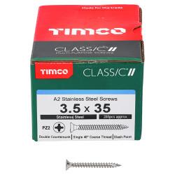 TIMCO Classic Pozi Countersunk Wood Screws - 3.5 x 35mm - A2 Stainless Steel - Pack of 200