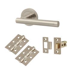 Touchpoint Satin Nickel Latch Door Handles on Rose Pack - Ella Range
