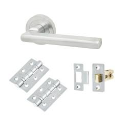Touchpoint Satin Chrome Latch Door Handles on Rose Pack - Sophia Range