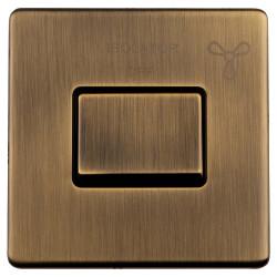 Eurolite Concealed 10A 1 Gang Screwless Flat Plate Triple Pole Fan Isolator Switch - Antique Brass