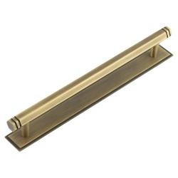 Hoxton by Frelan Nile 15mm Hex T-Bar Cabinet Pull Handle on Stepped Backplate - 224mm c/c - Antique Brass
