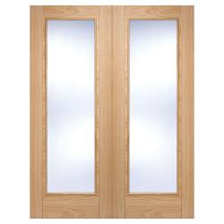 LPD Vancouver Clear Glazed Pre-Finished Internal French Doors - 1981 x 1372 x 40mm - Oak
