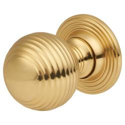 Touchpoint Beehive Ball Cabinet Knob - 25mm Diameter - Polished Brass