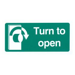 Altro Turn to Open Clockwise Sign - 100 x 50mm - Rigid Plastic